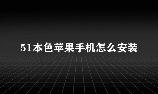 51本色苹果手机怎么安装