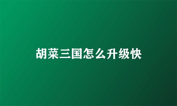 胡菜三国怎么升级快