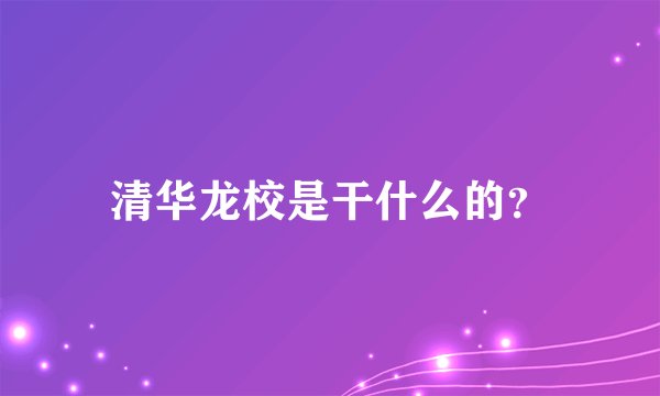 清华龙校是干什么的？