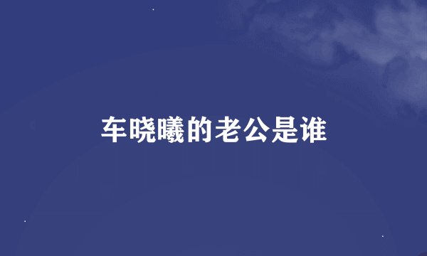 车晓曦的老公是谁