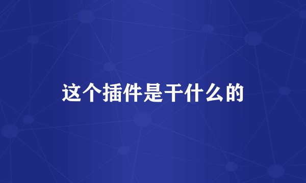 这个插件是干什么的