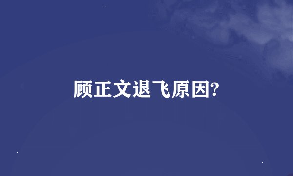 顾正文退飞原因?