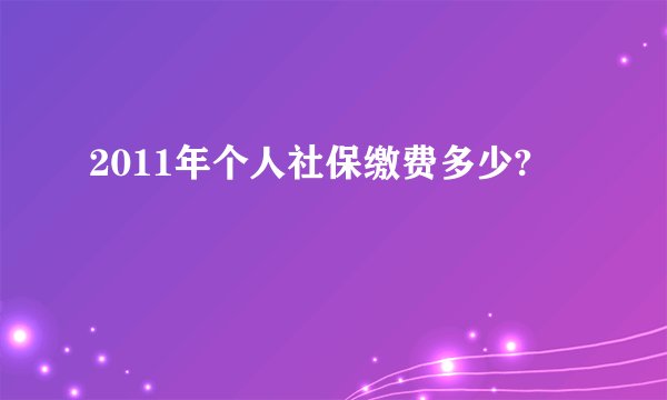 2011年个人社保缴费多少?