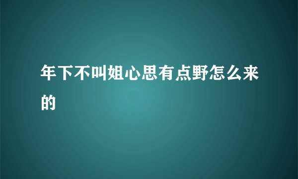 年下不叫姐心思有点野怎么来的