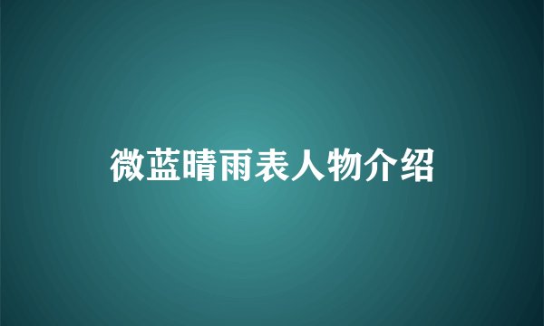 微蓝晴雨表人物介绍