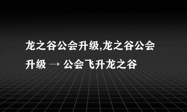龙之谷公会升级,龙之谷公会升级 → 公会飞升龙之谷