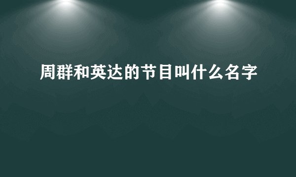 周群和英达的节目叫什么名字