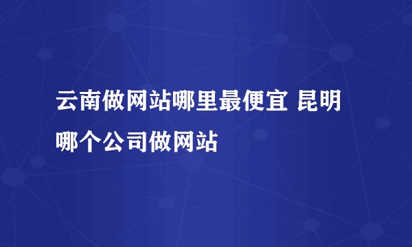 云南做网站哪里最便宜 昆明哪个公司做网站