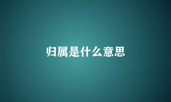 归属是什么意思