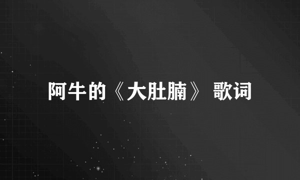 阿牛的《大肚腩》 歌词