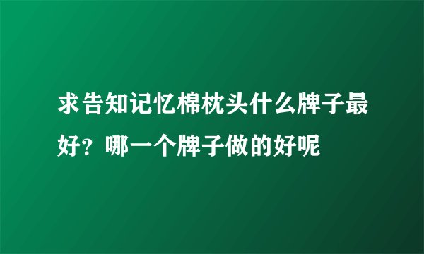 求告知记忆棉枕头什么牌子最好？哪一个牌子做的好呢