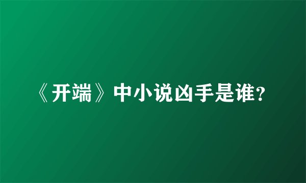 《开端》中小说凶手是谁？