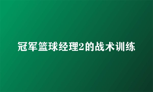 冠军篮球经理2的战术训练