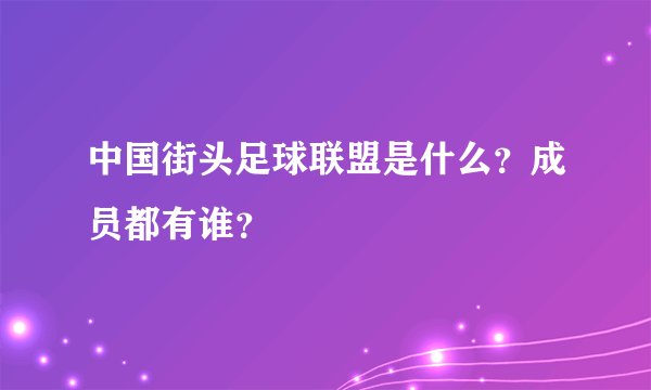 中国街头足球联盟是什么？成员都有谁？