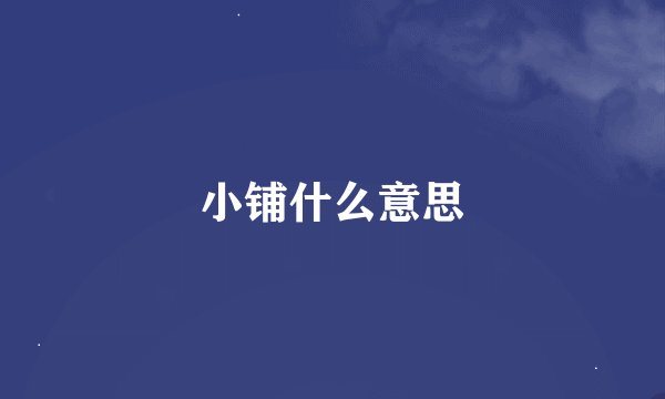 小铺什么意思