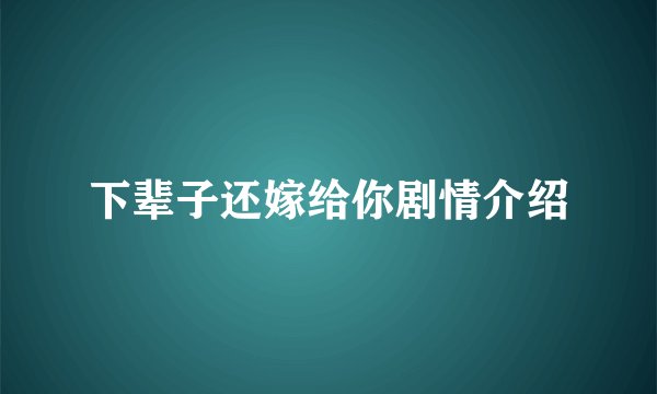 下辈子还嫁给你剧情介绍