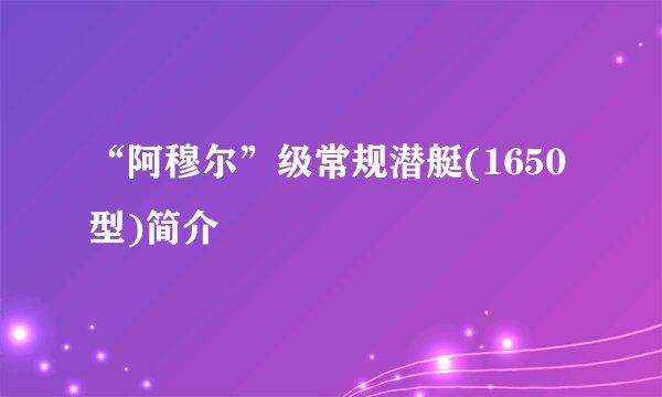 “阿穆尔”级常规潜艇(1650型)简介