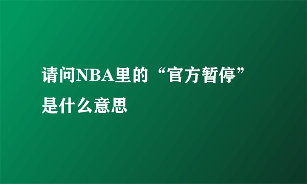 请问NBA里的“官方暂停”是什么意思