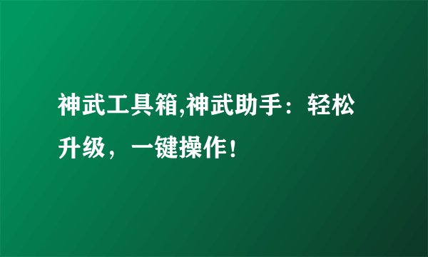 神武工具箱,神武助手：轻松升级，一键操作！