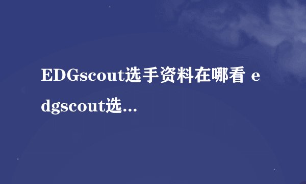 EDGscout选手资料在哪看 edgscout选手资料介绍