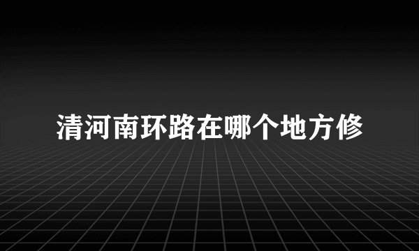 清河南环路在哪个地方修