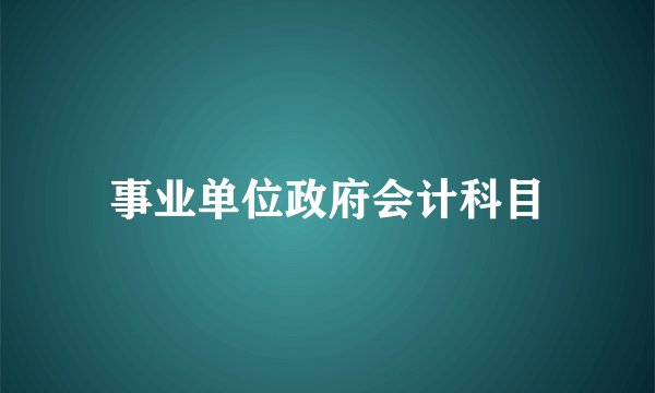 事业单位政府会计科目