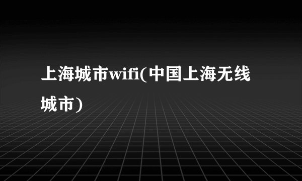 上海城市wifi(中国上海无线城市)