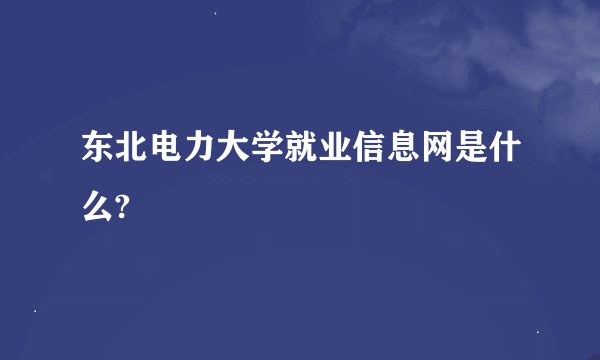 东北电力大学就业信息网是什么?