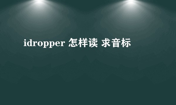 idropper 怎样读 求音标