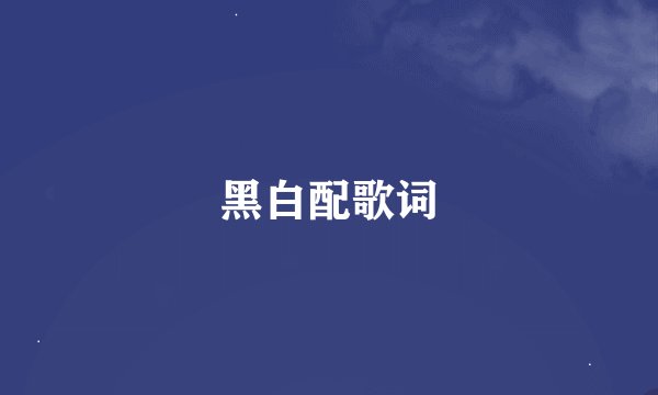 黑白配歌词