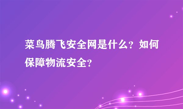 菜鸟腾飞安全网是什么？如何保障物流安全？