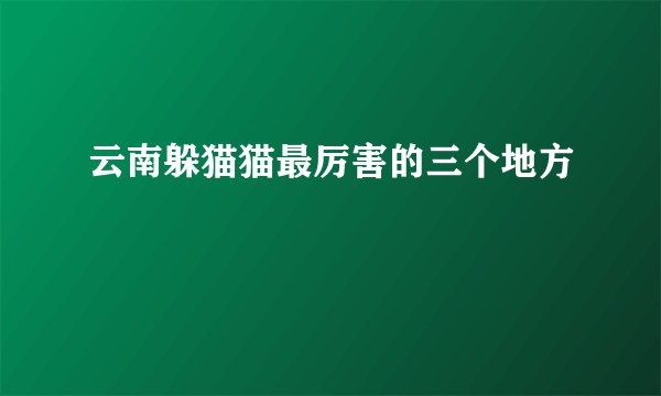 云南躲猫猫最厉害的三个地方