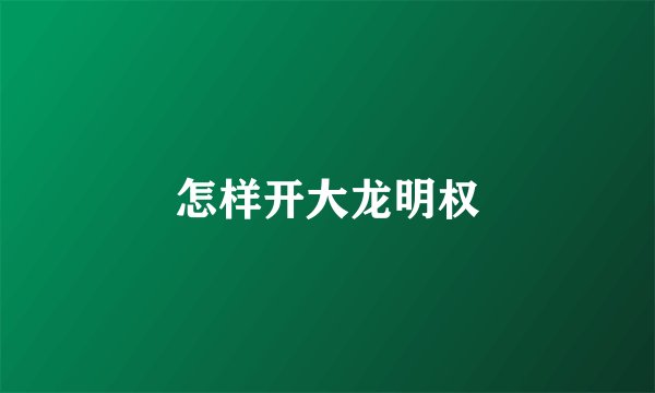 怎样开大龙明权