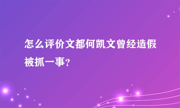怎么评价文都何凯文曾经造假被抓一事？