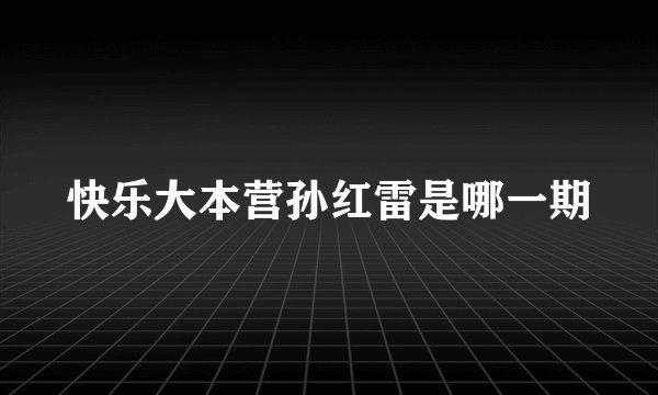 快乐大本营孙红雷是哪一期