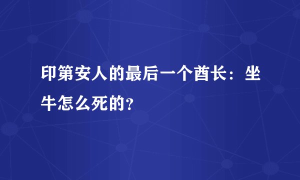 印第安人的最后一个酋长:坐牛怎么死的?