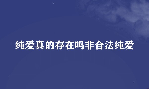 纯爱真的存在吗非合法纯爱