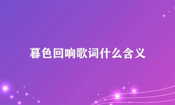 暮色回响歌词什么含义