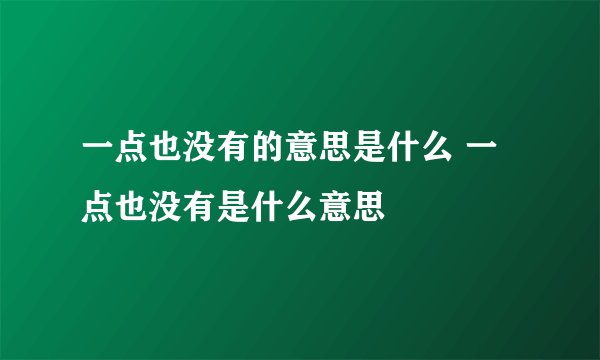 一点也没有的意思是什么 一点也没有是什么意思