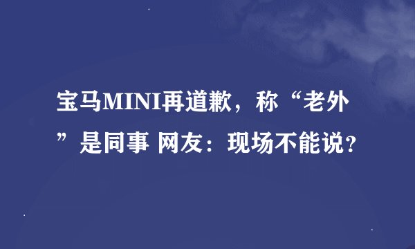宝马MINI再道歉，称“老外”是同事 网友：现场不能说？