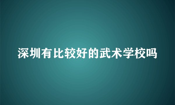 深圳有比较好的武术学校吗
