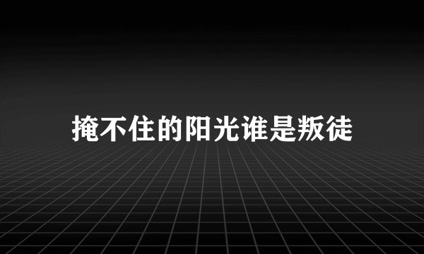 掩不住的阳光谁是叛徒