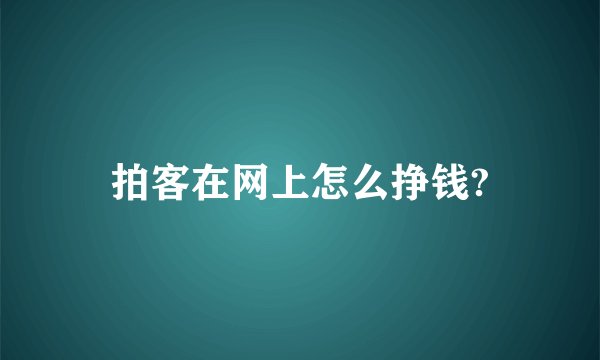 拍客在网上怎么挣钱?