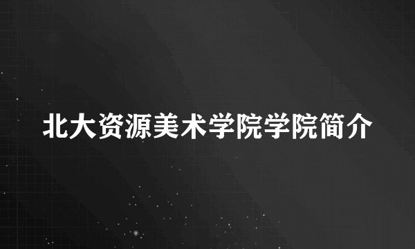 北大资源美术学院学院简介