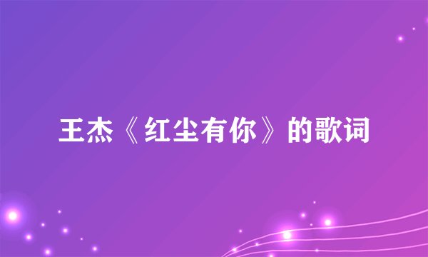 王杰《红尘有你》的歌词