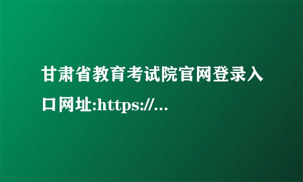 甘肃省教育考试院官网登录入口网址:https://www.ganseea.cn/