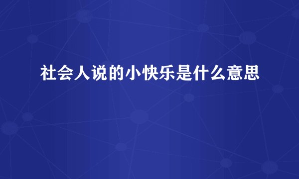 社会人说的小快乐是什么意思
