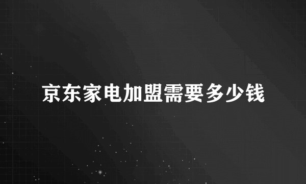京东家电加盟需要多少钱