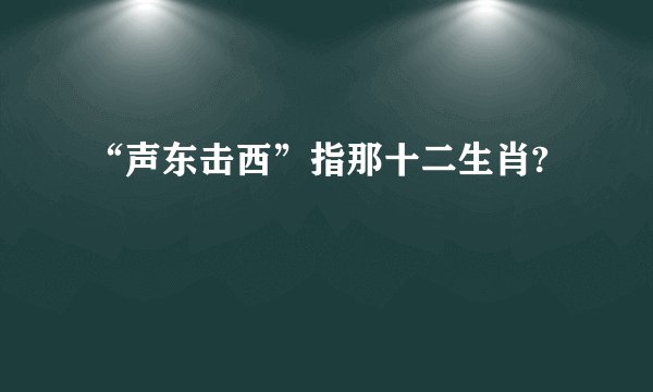 “声东击西”指那十二生肖?