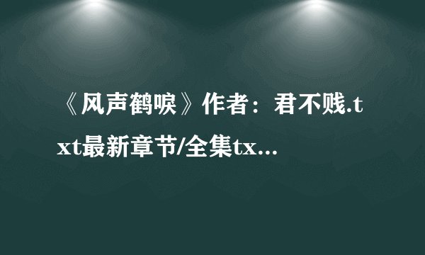 《风声鹤唳》作者：君不贱.txt最新章节/全集txt免费下载